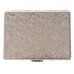 Foliate Engraved ID Case Never lose your id with this foliate engraved card case. It features a push lock and interior hinged metallic arm.  $4.50